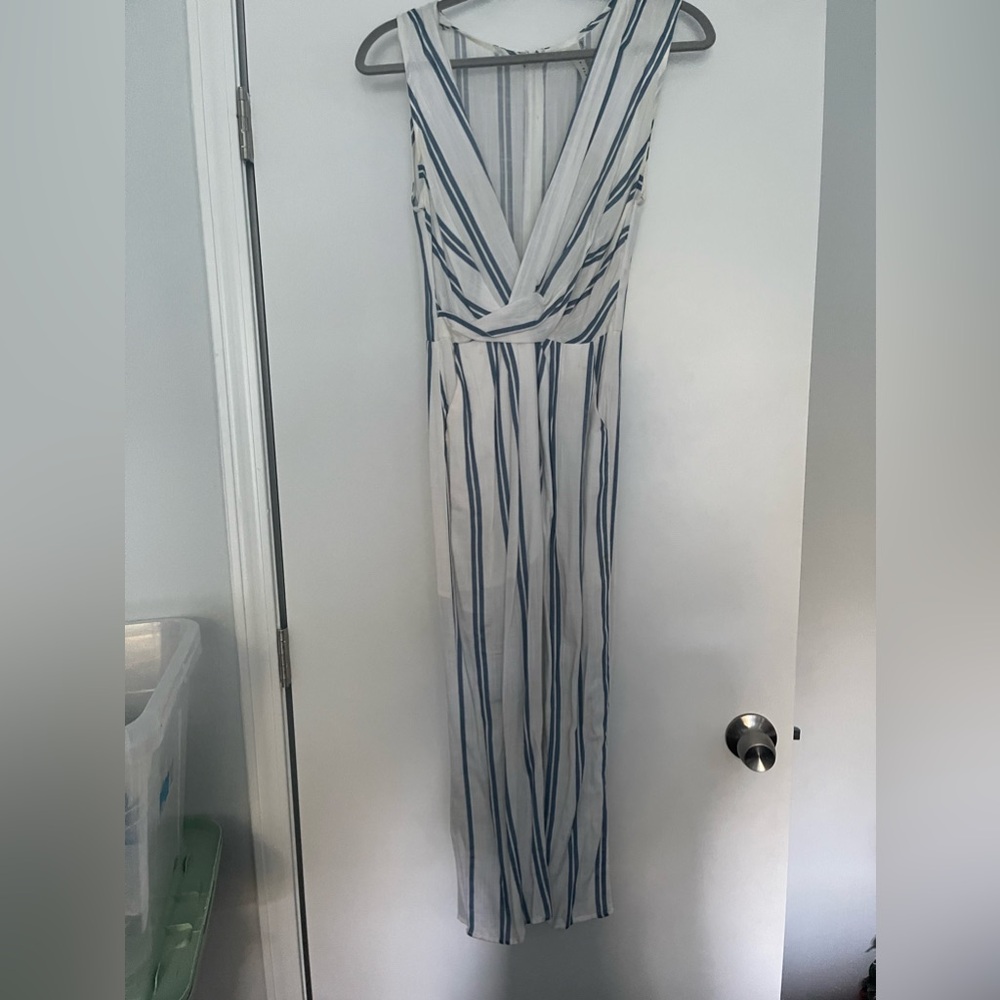 Linen blue and white Jumpsuit